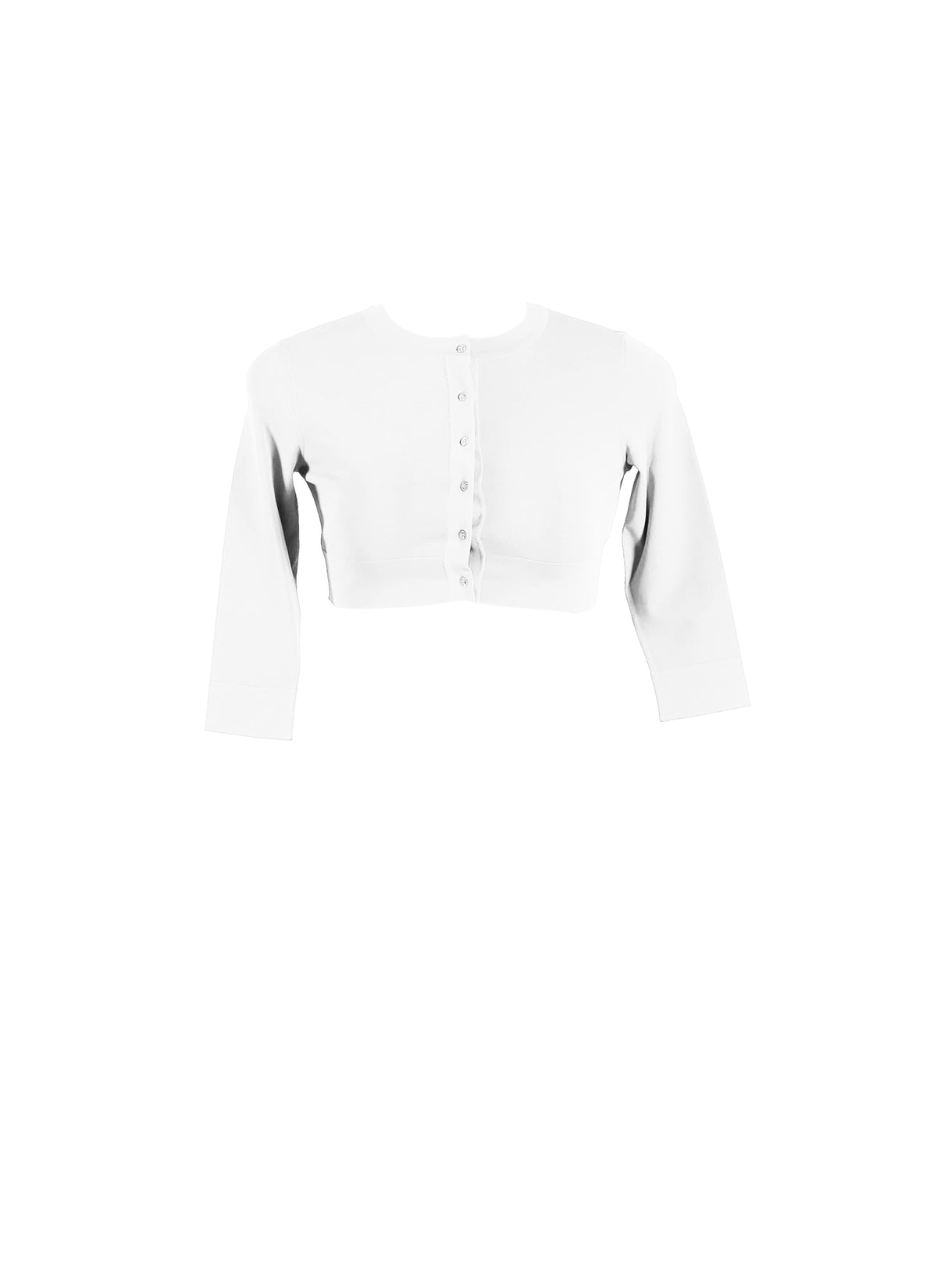 Cardigan court boutonné à manches longues en maille - Blanc