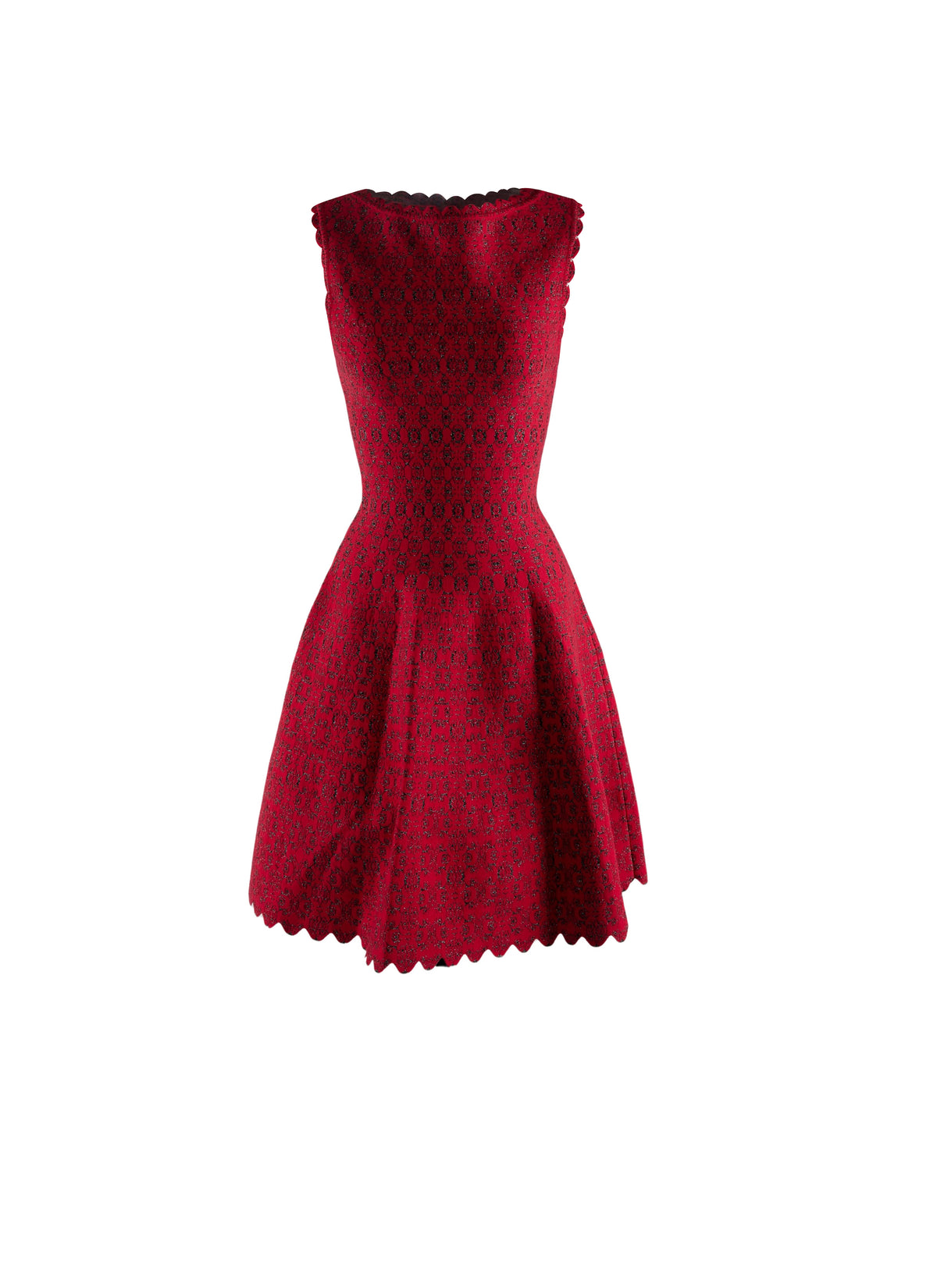 Robe sans manches évasée avec col bateau - Rouge & Noir