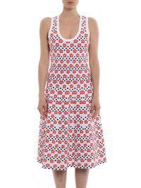 Robe sans manches Mini Orchidée en maille - Blanc & Rouge