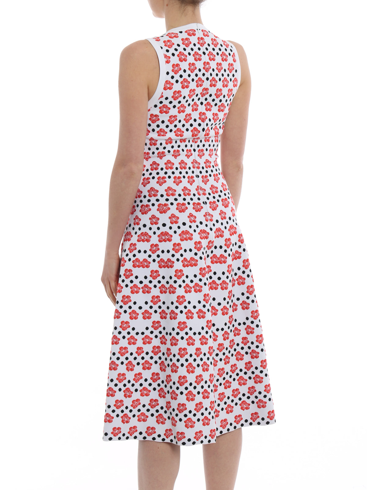 Robe sans manches Mini Orchidée en maille - Blanc & Rouge