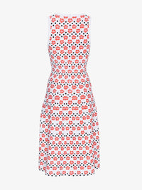 Robe sans manches Mini Orchidée en maille - Blanc & Rouge