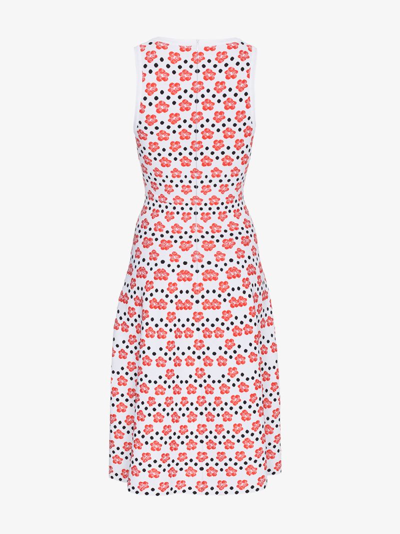 Robe sans manches Mini Orchidée en maille - Blanc & Rouge