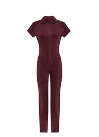 Short-sleeved jumpsuit - Blackcurrant