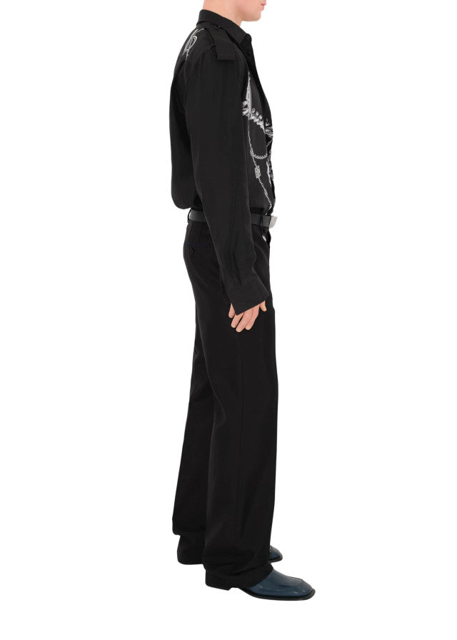 M CASUAL SHIRT LS ARGENT/NOIR
