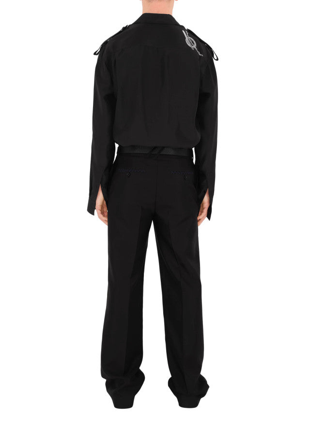 M CASUAL SHIRT LS ARGENT/NOIR