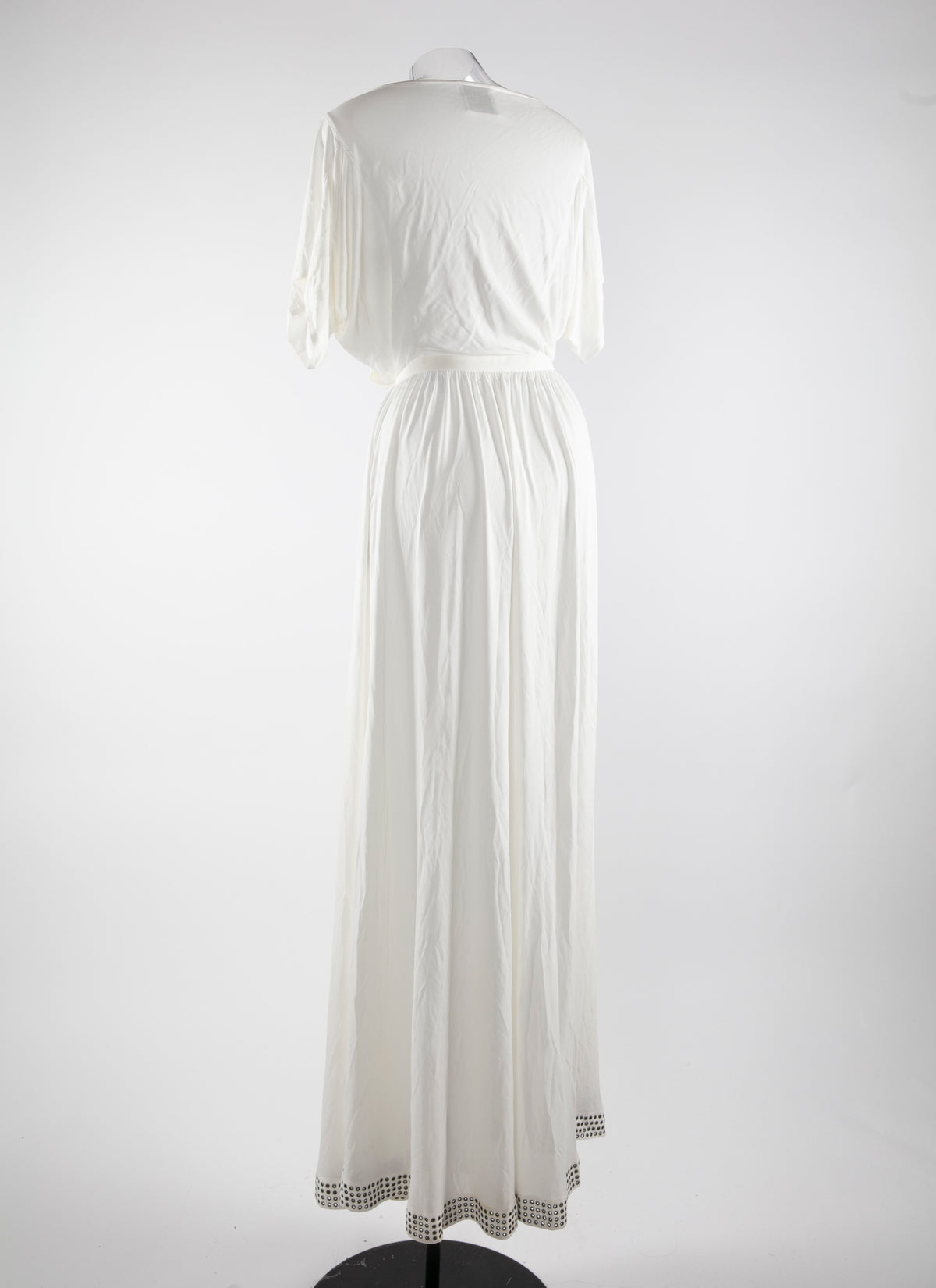 Long flowing dress with short sleeves - White
