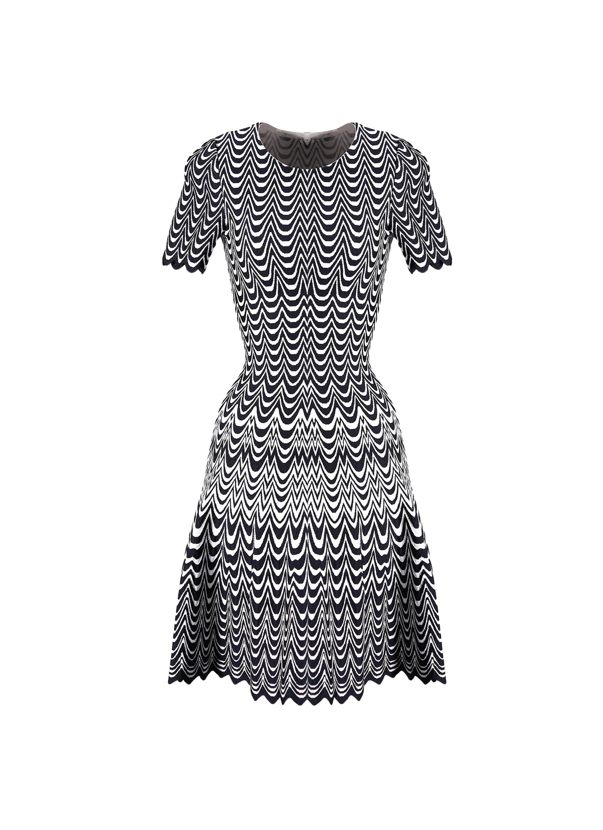 Mesh Vagues short-sleeved dress - Night & White