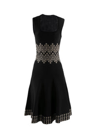 Robe sans manches à ceinture imprimée - Noir & Beige