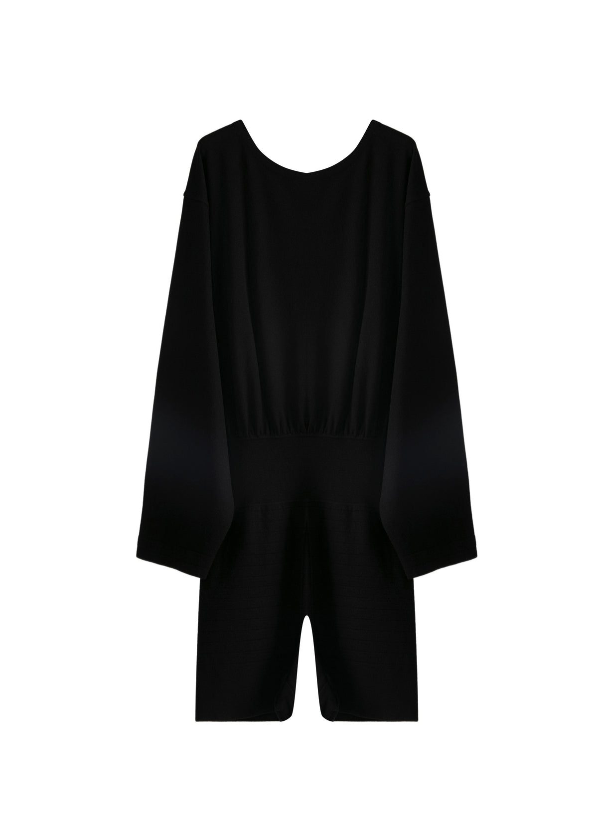 Long-sleeved wool jumpsuit - Black