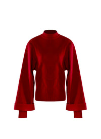 Pull à manches longues évasées en laine - Rubis
