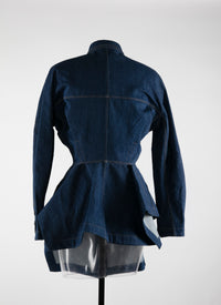 Chemise basque à manches longues en denim - Marine