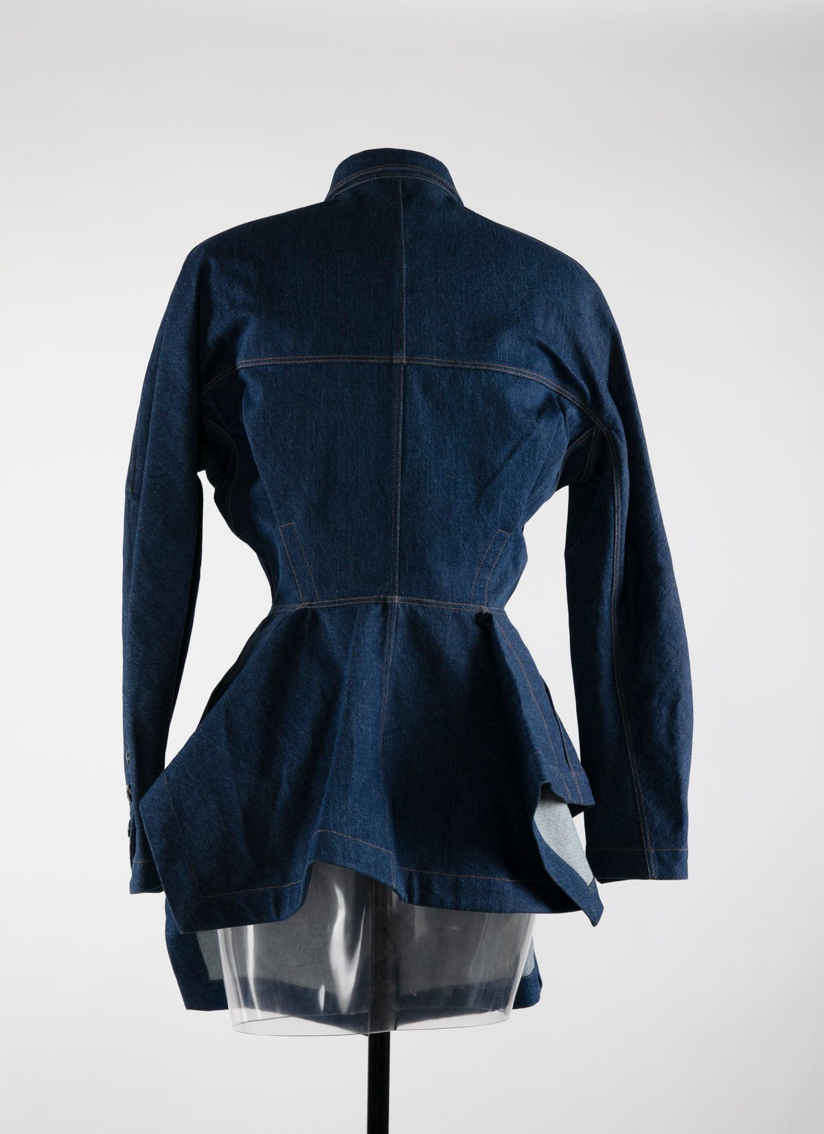 Chemise basque à manches longues en denim - Marine