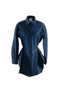 Chemise basque à manches longues en denim - Marine