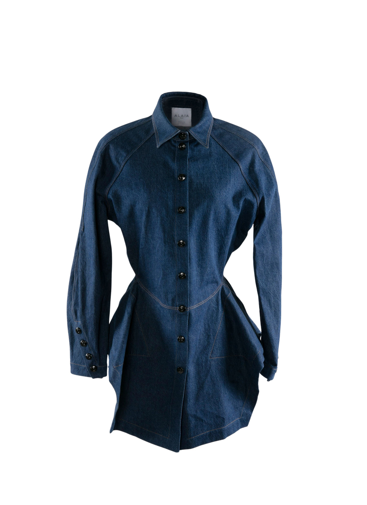 Chemise basque à manches longues en denim - Marine