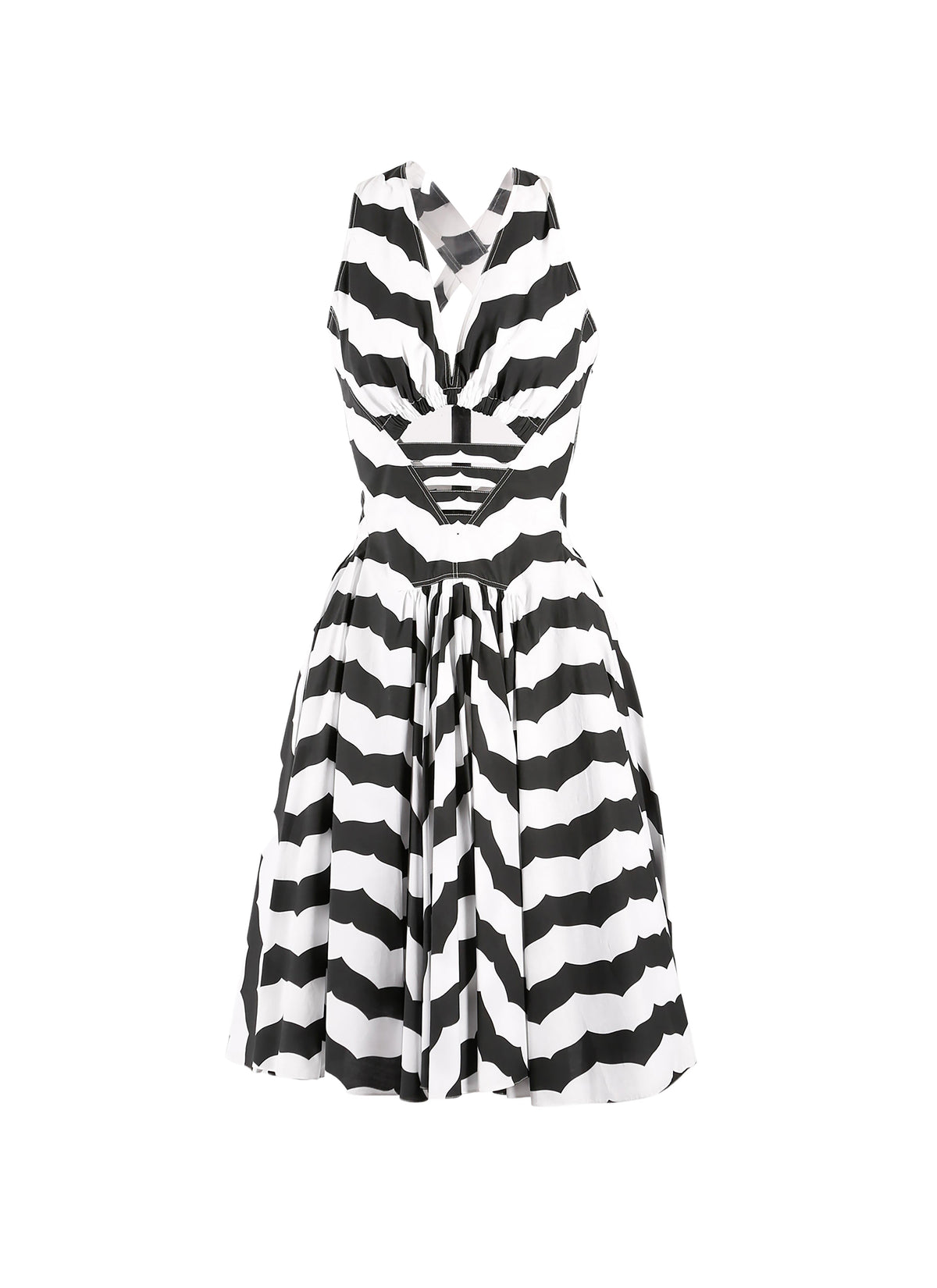 Striped sleeveless shift dress - White & Black