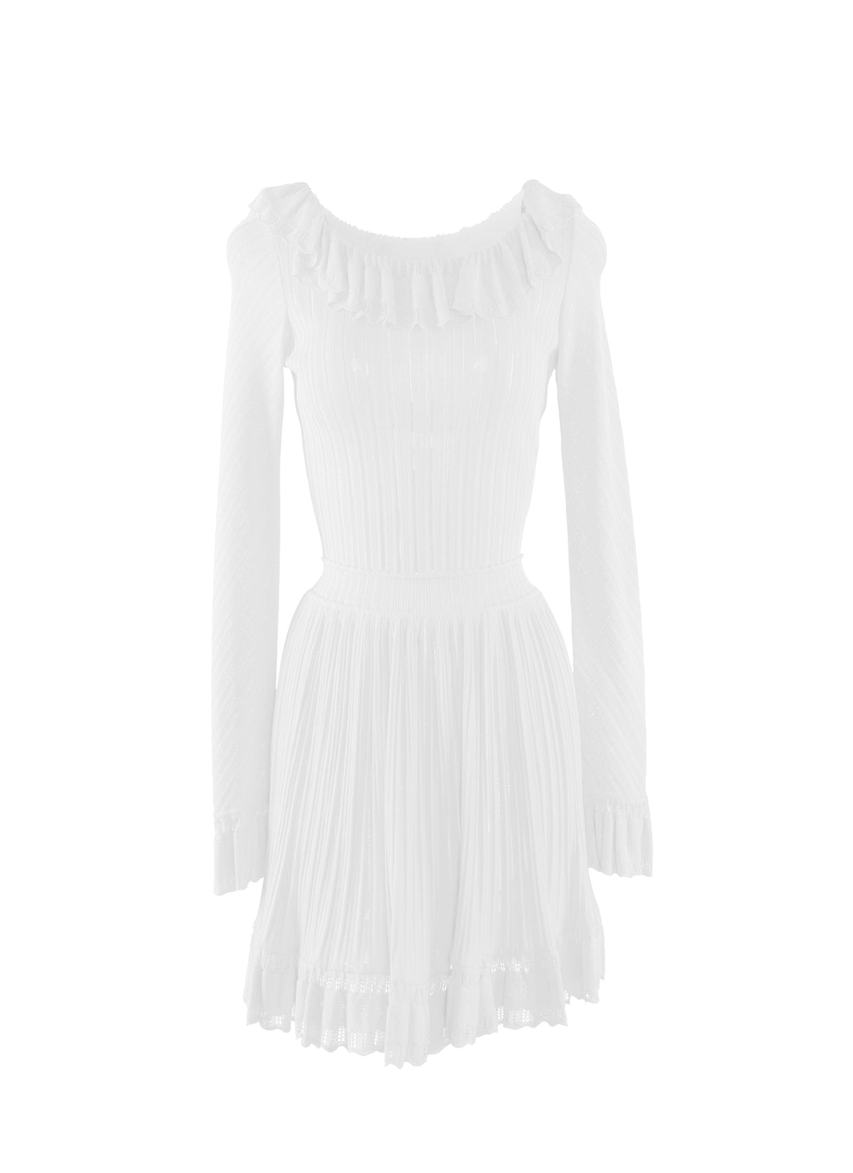 Falbalas mesh mini dress with long sleeves - White