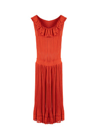 Sleeveless mesh Falbalas dress - Coloquinte