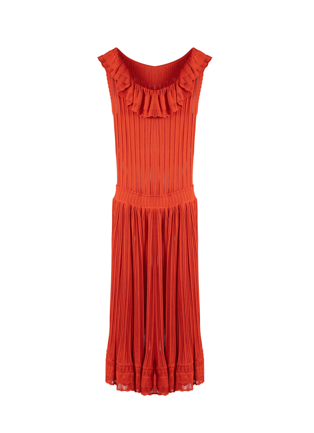 Sleeveless mesh Falbalas dress - Coloquinte