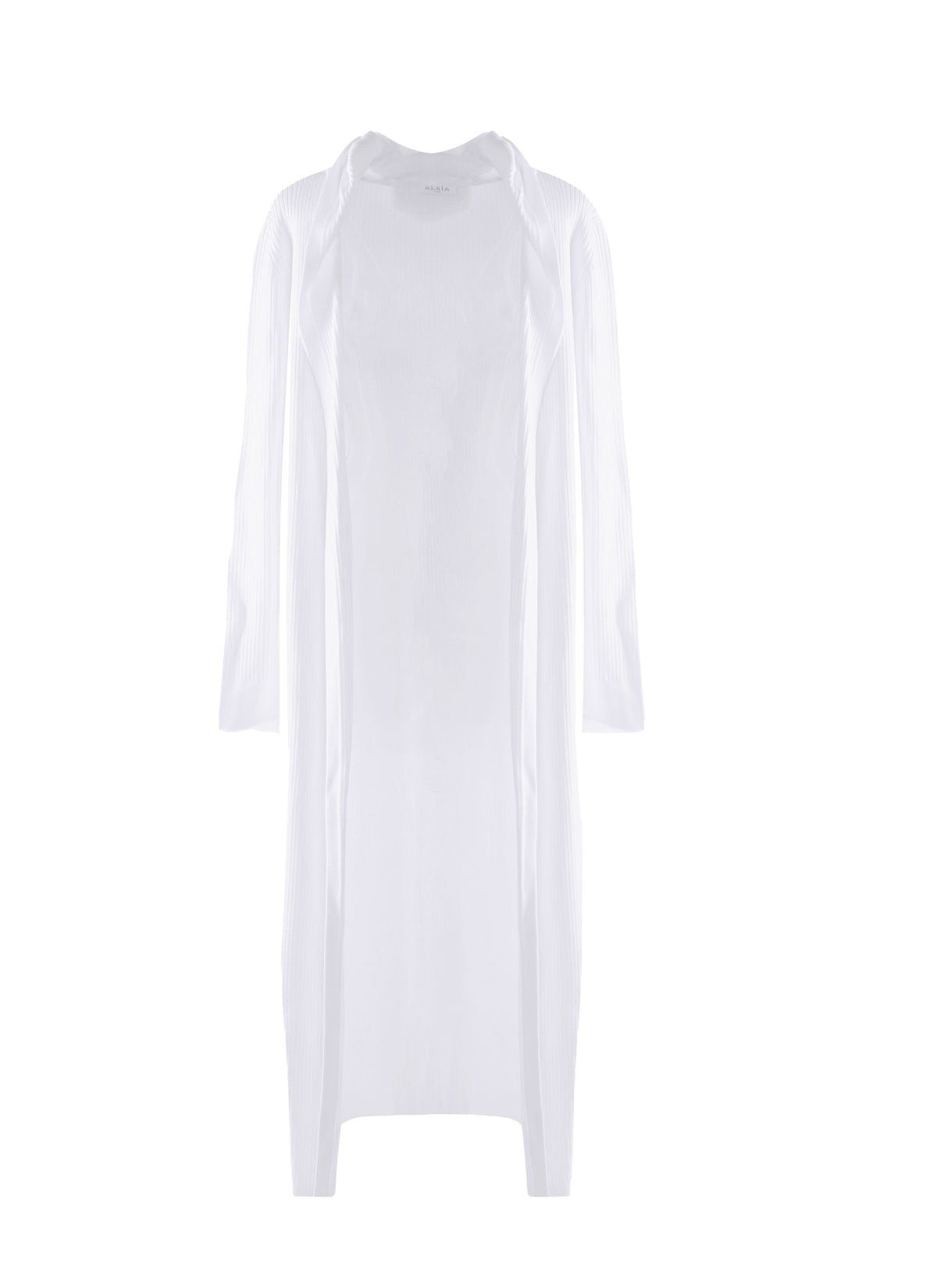 Manteau gilet long à capuche en laine mélangée - Blanc