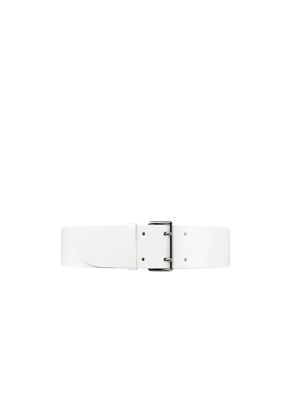 Flat thin leather belt - Optic White