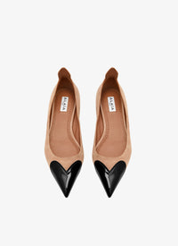 Ballerines Cœur en cuir - Chair & Noir