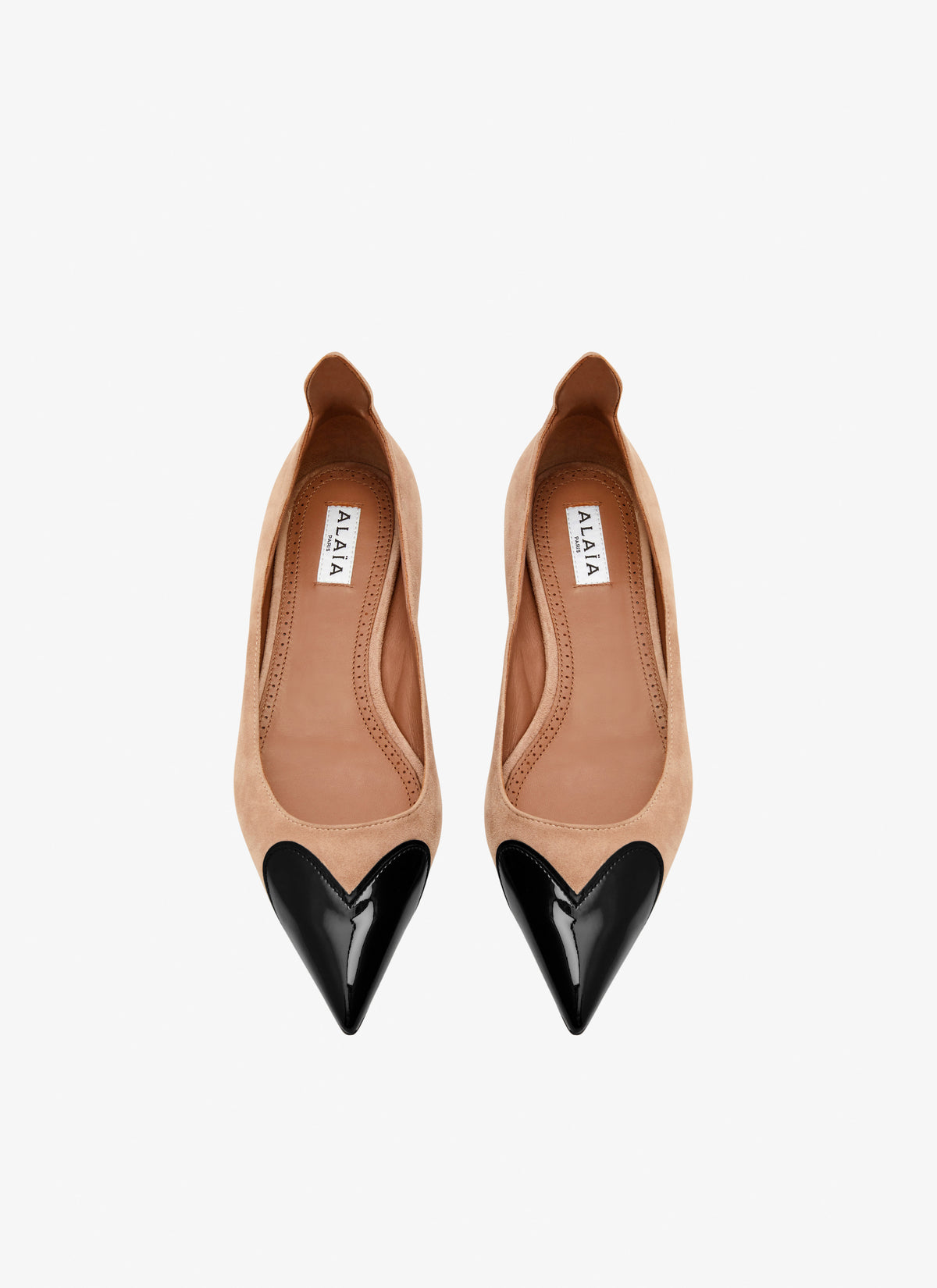 Ballerines Cœur en cuir - Chair & Noir