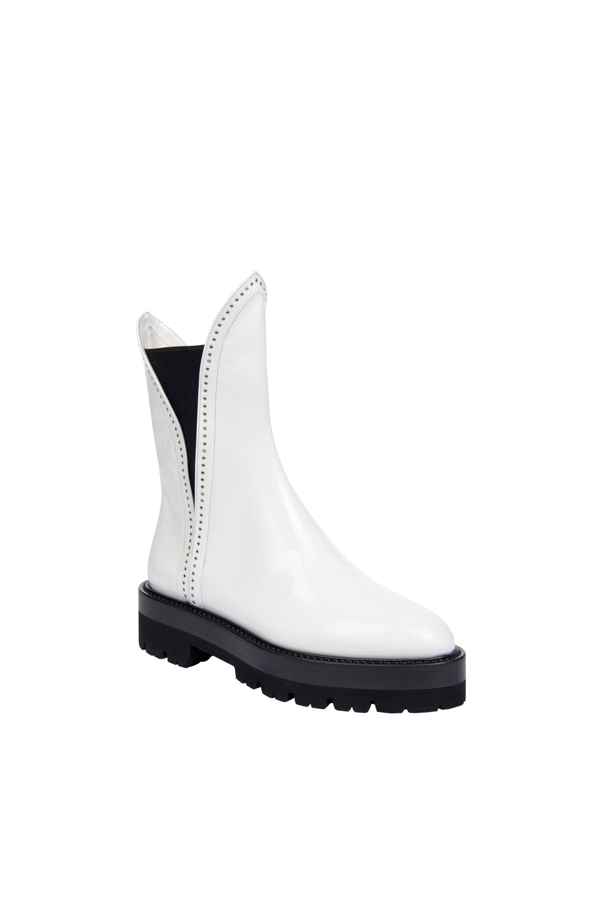 Bottines cloutées en cuir - Blanc Cassé