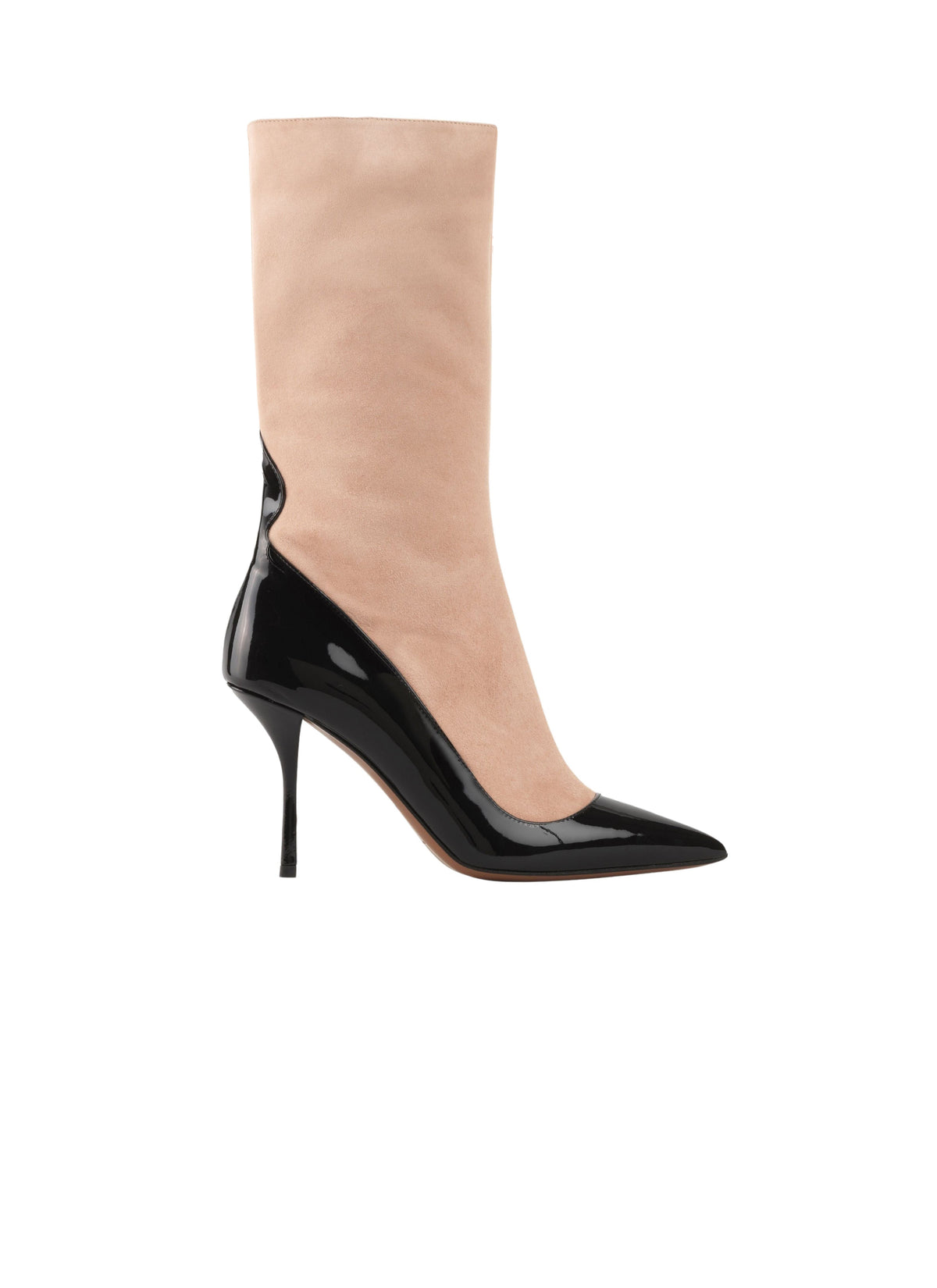 Bottines bi-matière en cuir - Chair & Noir