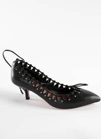 55 pointed-toe court shoes with leather straps - Black intense