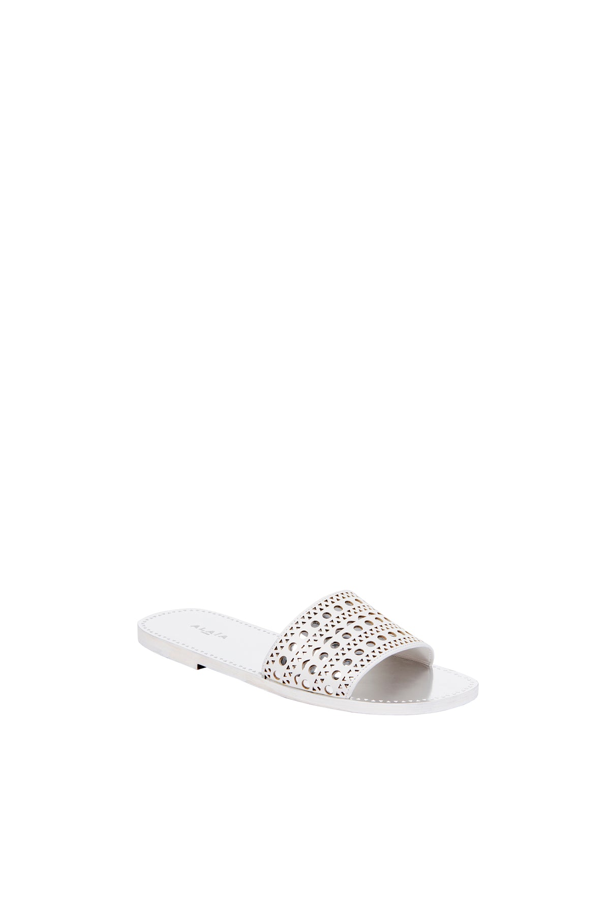 Openwork leather mules - White & Silver