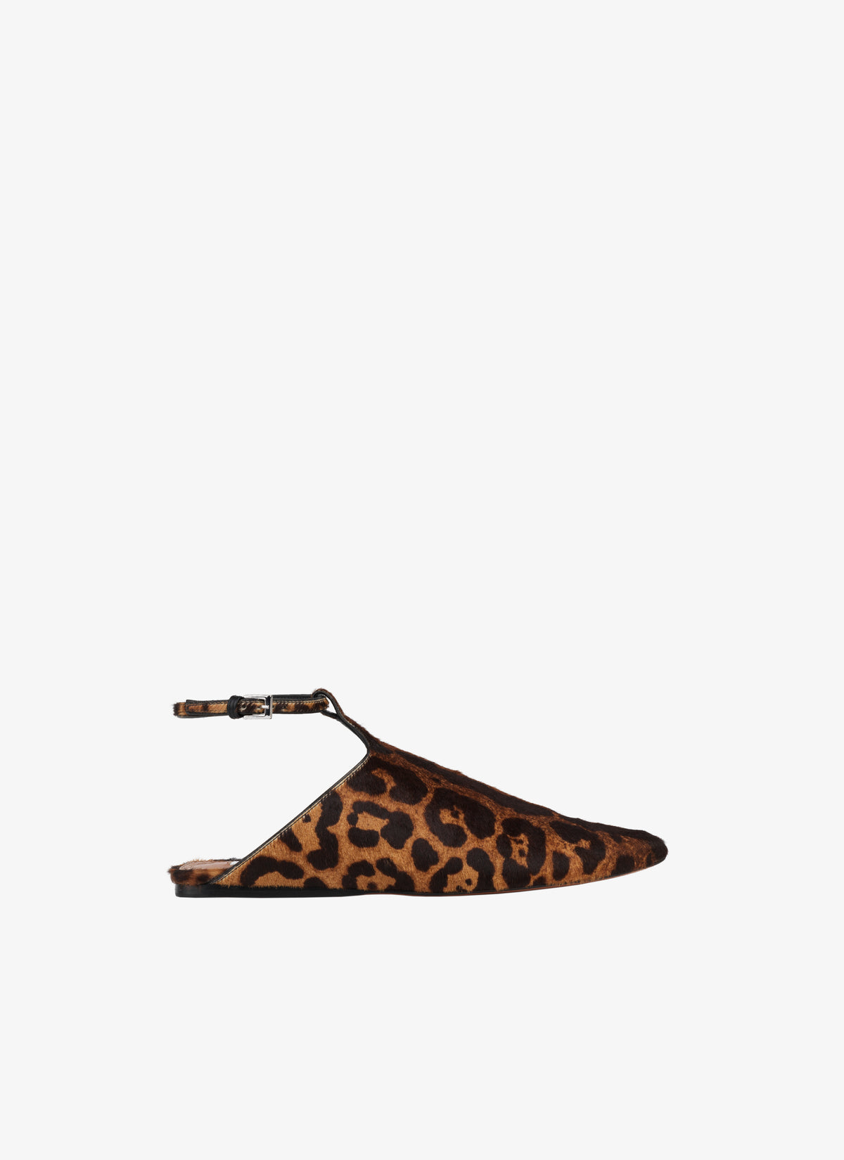 Mules in leather with strap - Sepia Brown
