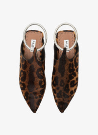 Mules in leather with strap - Sepia Brown