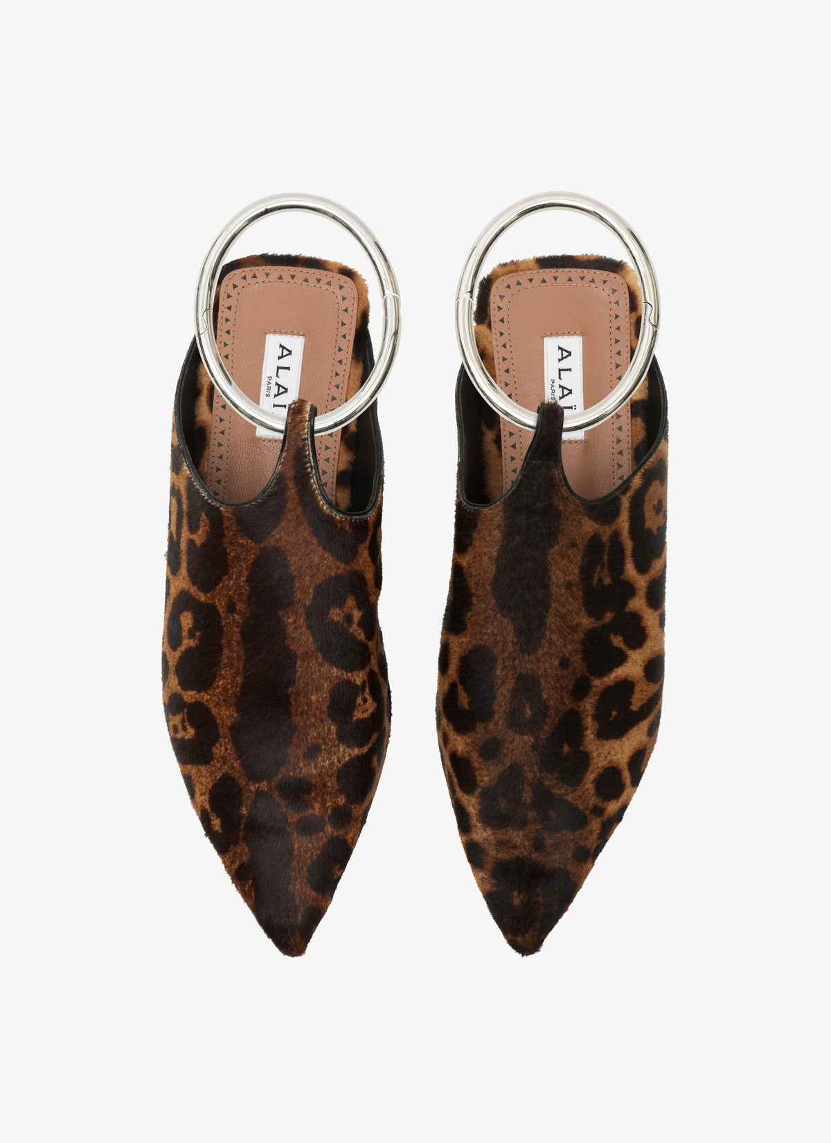 Mules in leather with strap - Sepia Brown