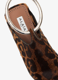 Mules in leather with strap - Sepia Brown