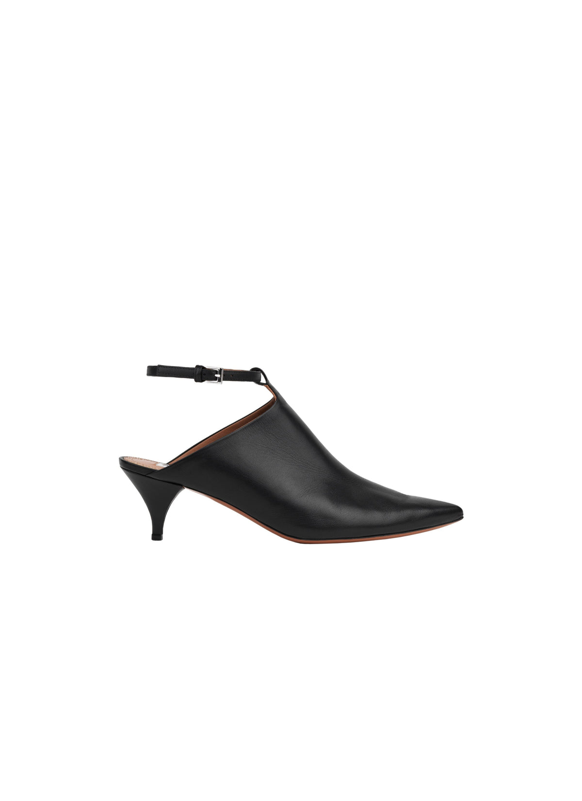 Mules 55 in leather with strap - Black intense