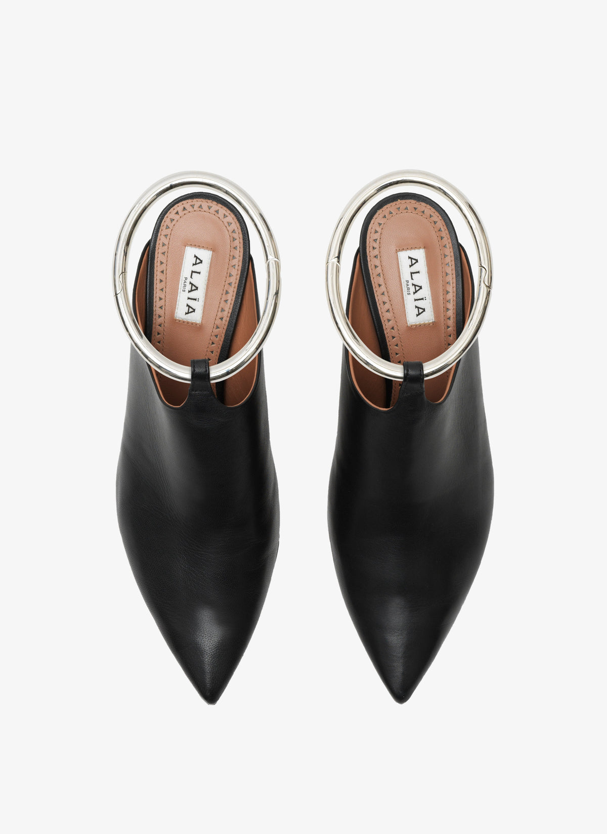Mules 55 in leather with strap - Black
