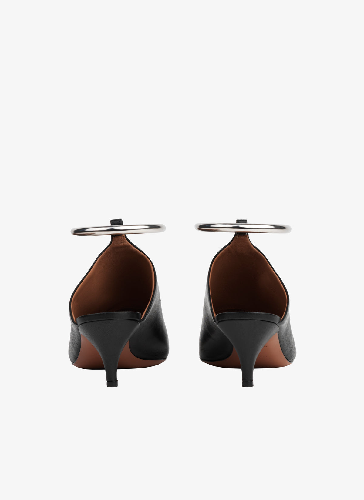 Mules 55 in leather with strap - Black intense