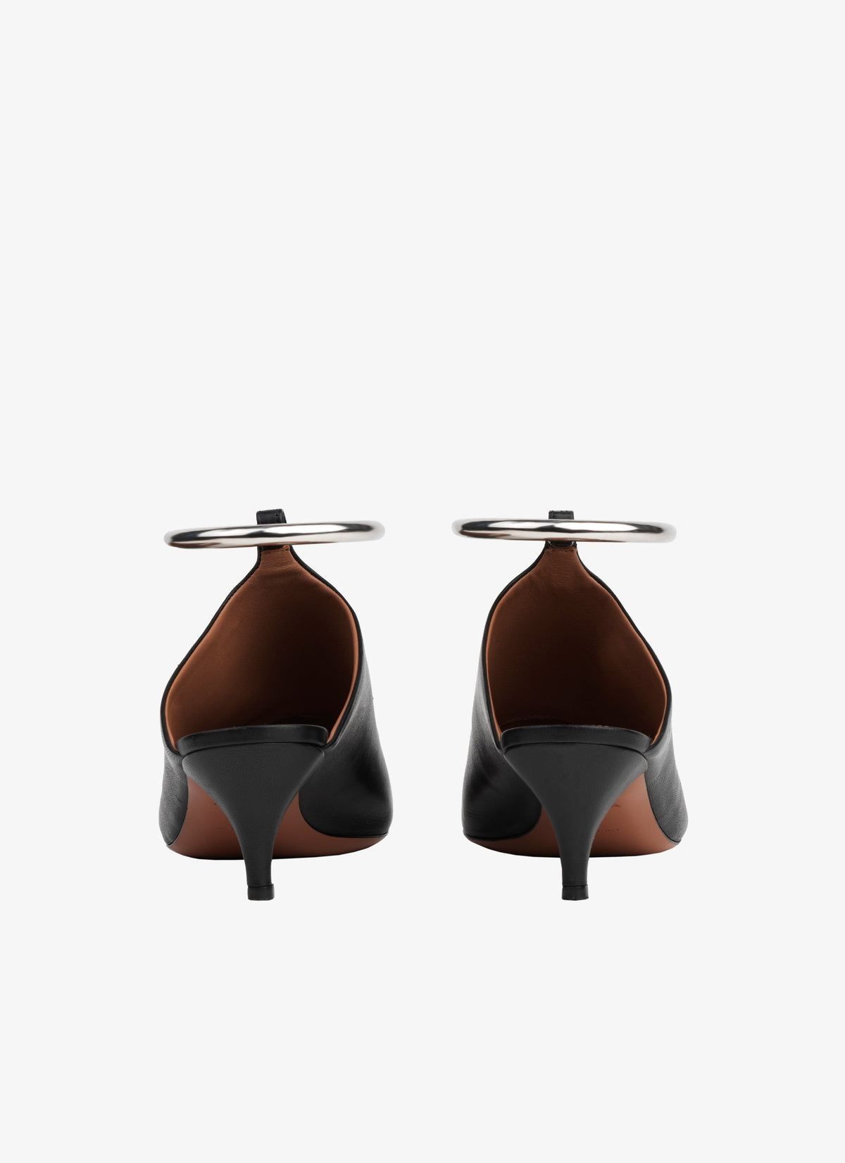 Mules 55 in leather with strap - Black