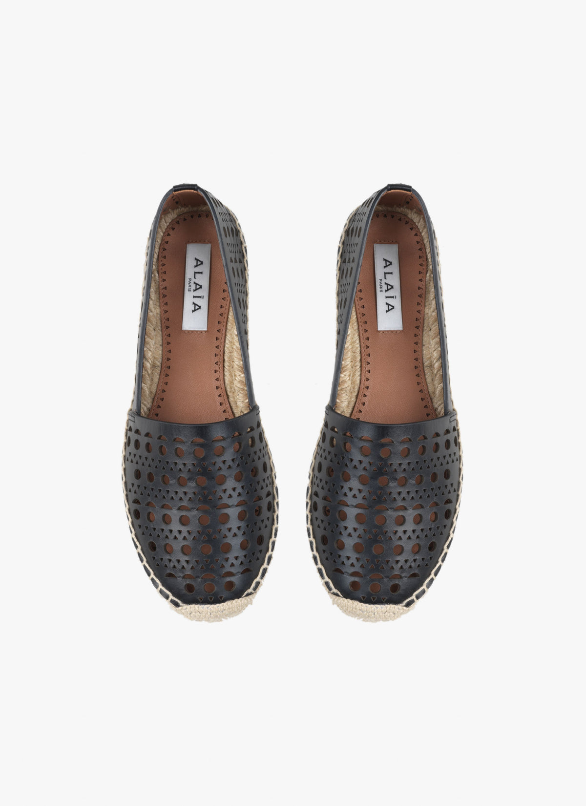 Espadrilles plates en cuir - Noir