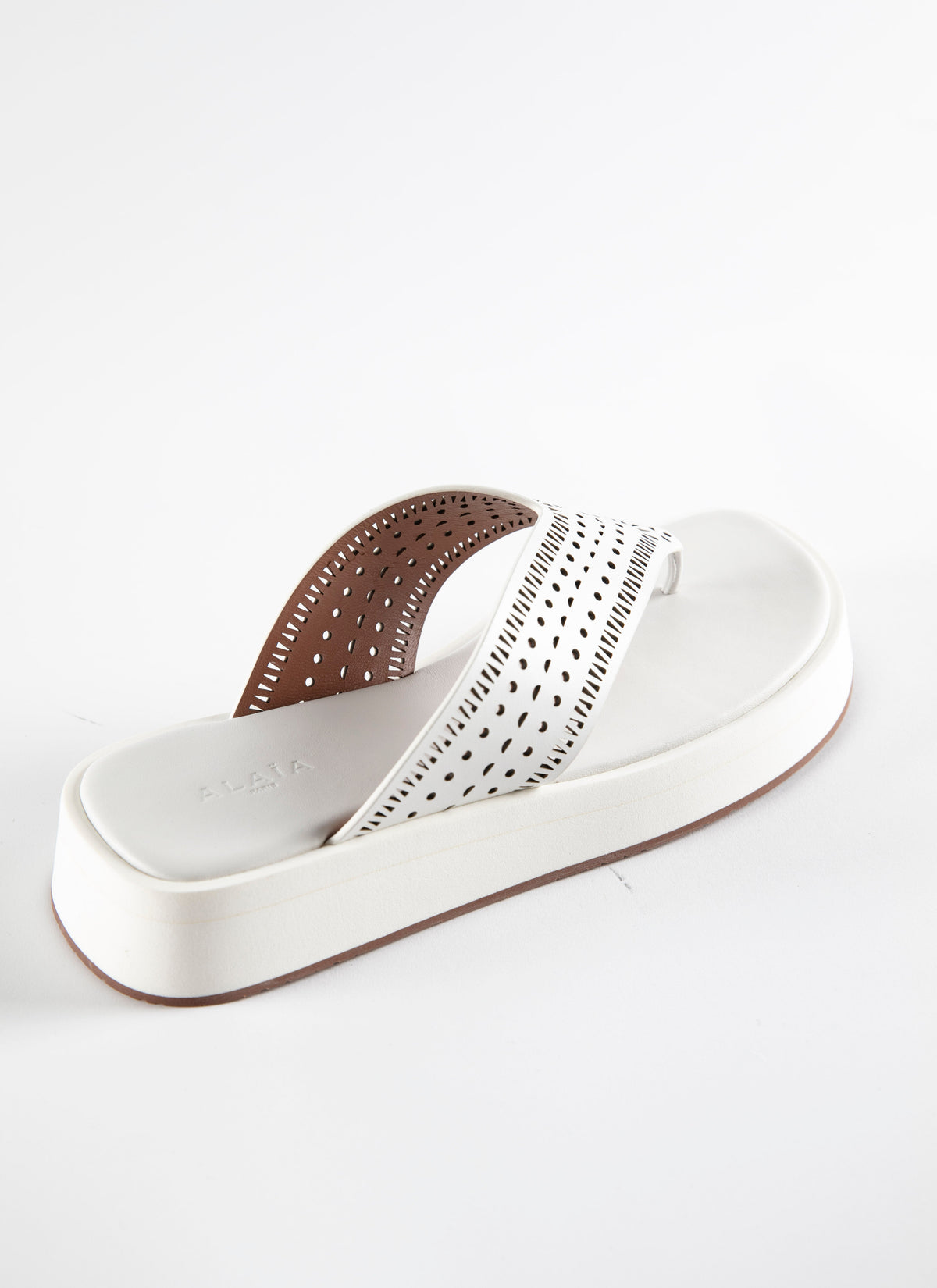 Sandales à plateforme en cuir - Blanc Cassé