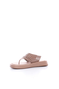 Perforated platform flip-flops in leather - Flesh