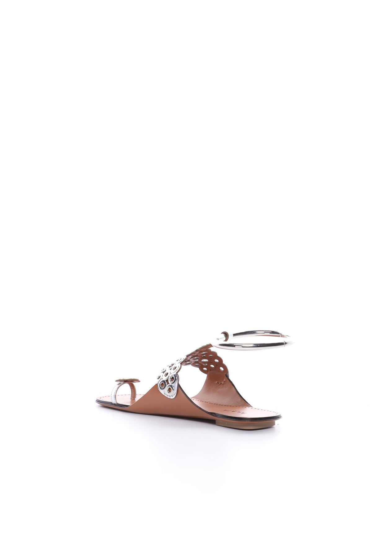 Sandales œillets en cuir - Argent
