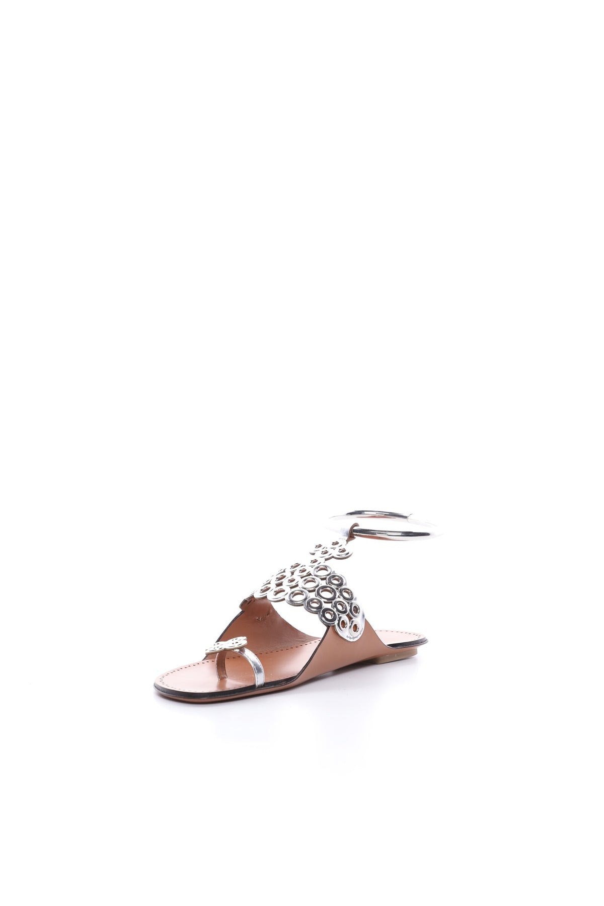Sandales œillets en cuir - Argent