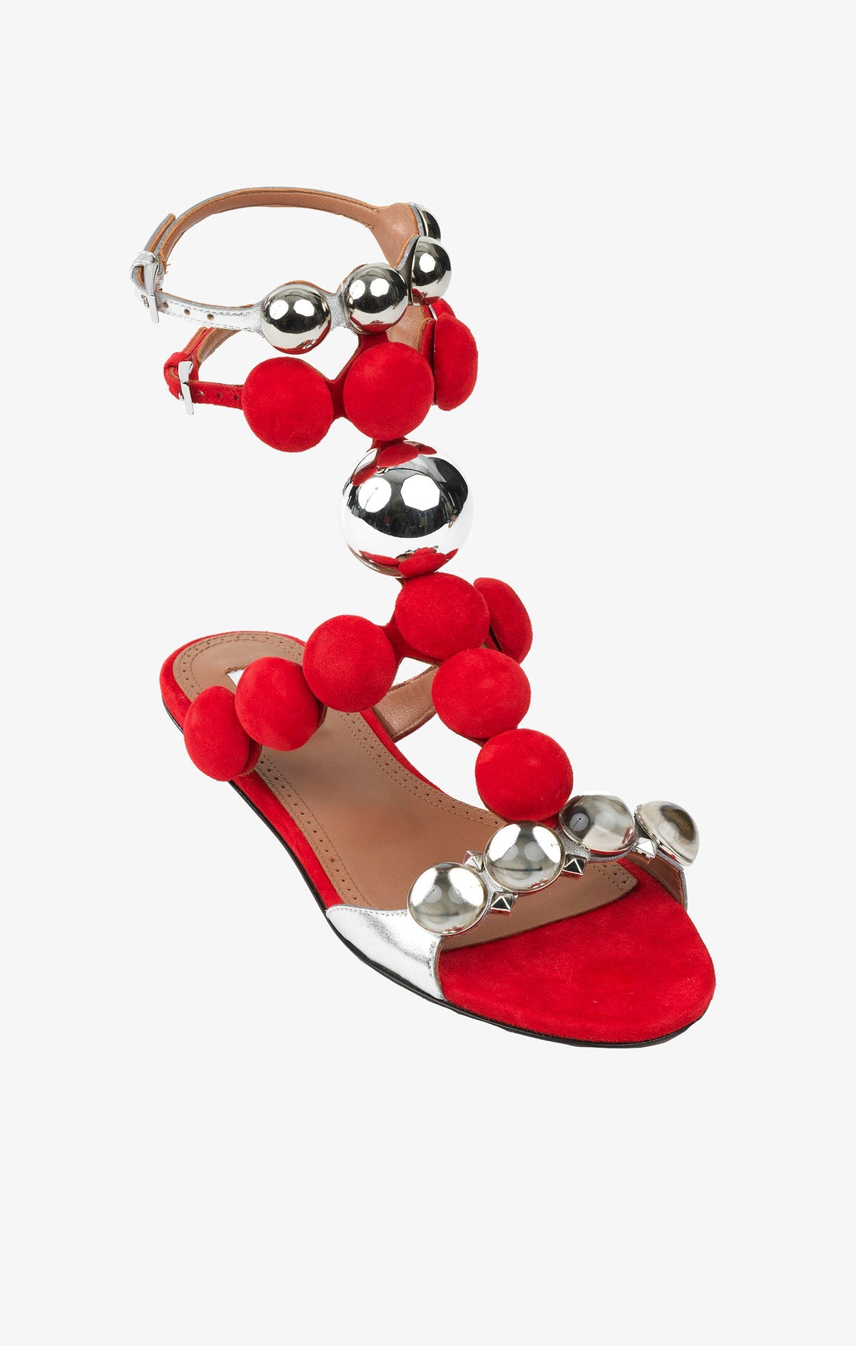 Leather Bombe Flat Sandals - Lacquer