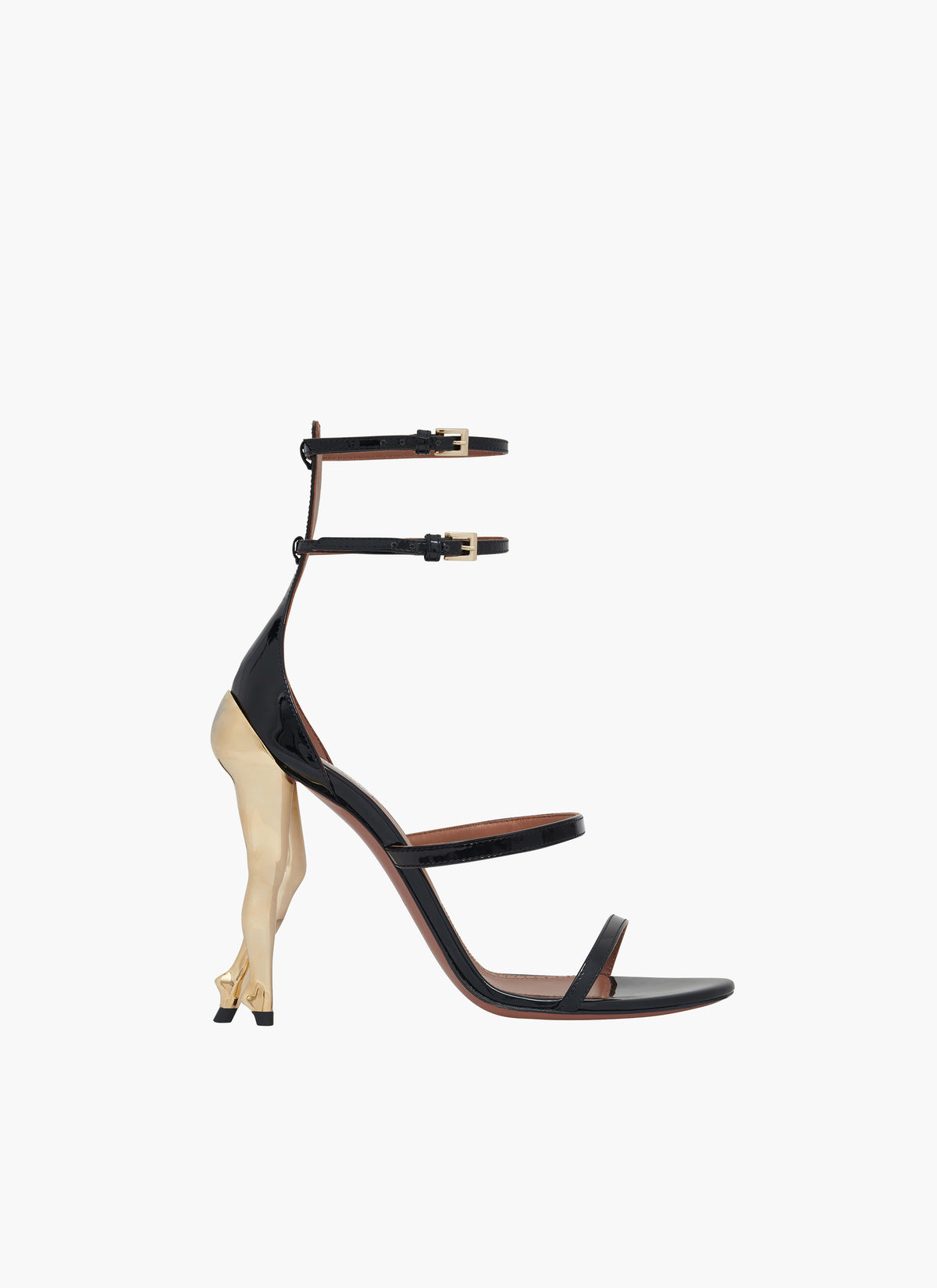 Cabaret sandals in patent leather - Gold & Black