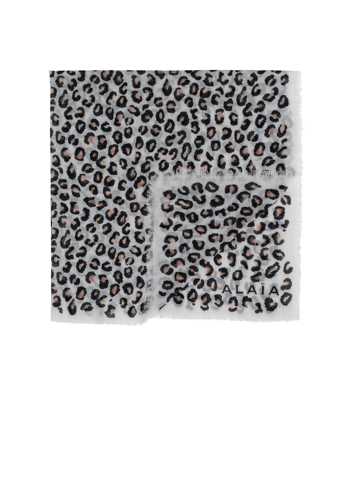 Foulard Pashmina Léopard en cachemire et soie - Blanc & Noir