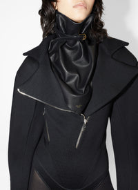 Long-sleeved biker bodysuit in wool - Black Alaïa
