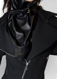 Long-sleeved biker bodysuit in wool - Black Alaïa