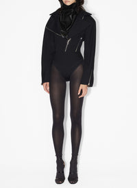 Long-sleeved biker bodysuit in wool - Black Alaïa
