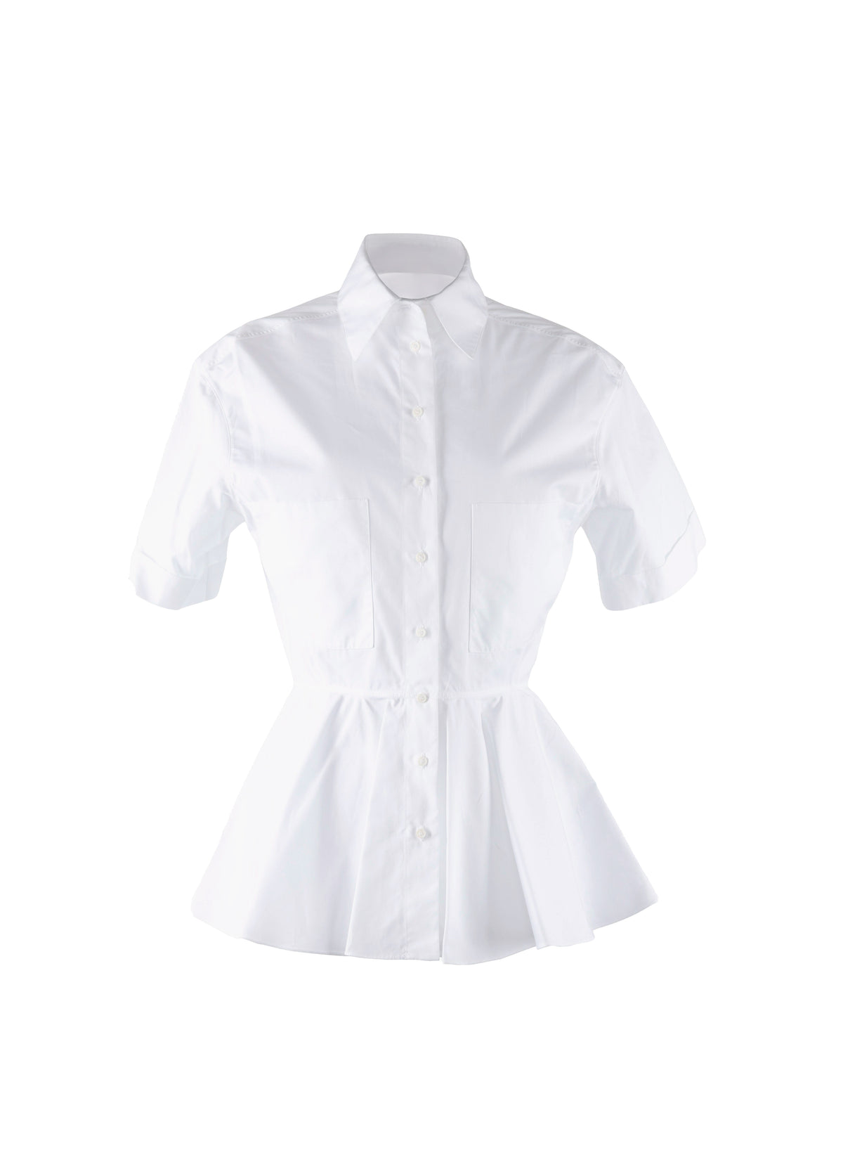 Chemise évasée à manches courtes - Blanc
